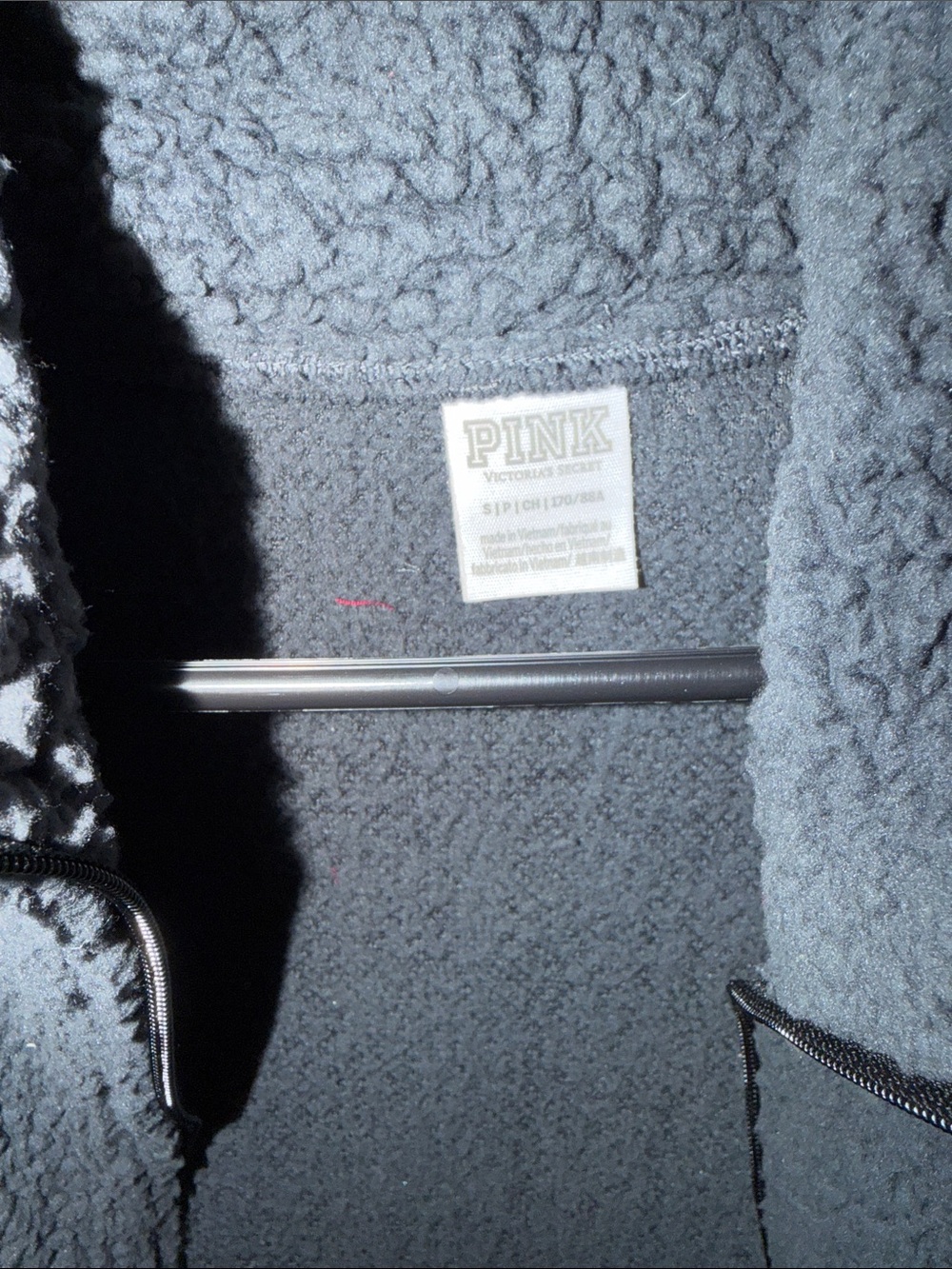 PINK by Victoria's Secret Charcoal Gray Sherpa Fleece Vest - Picture 2 of 7